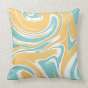 Coussin Décor d'art Turquoise Mustard Swirl