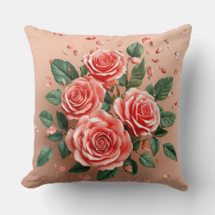 Coussin 🌹 Décor de chambre aux roses roses Cadeau d'accen