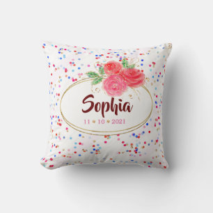 Coussin Décor de chambre pour enfants personnalisé, fleur 