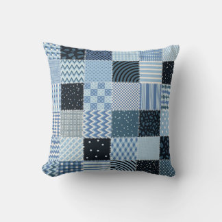 Coussin Décor de courtepointe, patchwork géométrique, tons