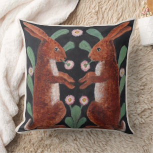 Coussin Décor de fleurs printanières de lièvre de la forêt