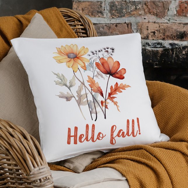 Coussin Décor de la maison d'automne Elégant Fleur sauvage (Fall Home Decor Elegant Floral Wildflower Throw Pillow)
