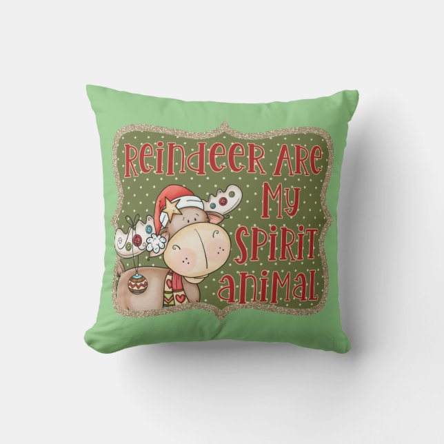 Coussin Décor de la maison des rennes de Noël (Recto)