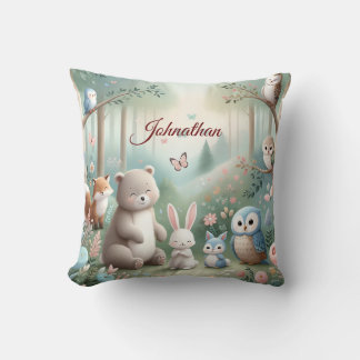 Coussin Décor de la pépinière, animaux de la mignonne de l