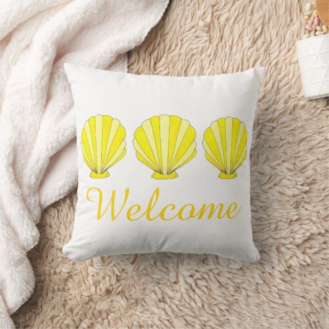 Coussin Décor de la plage de Yellow Seashells (Couverture)