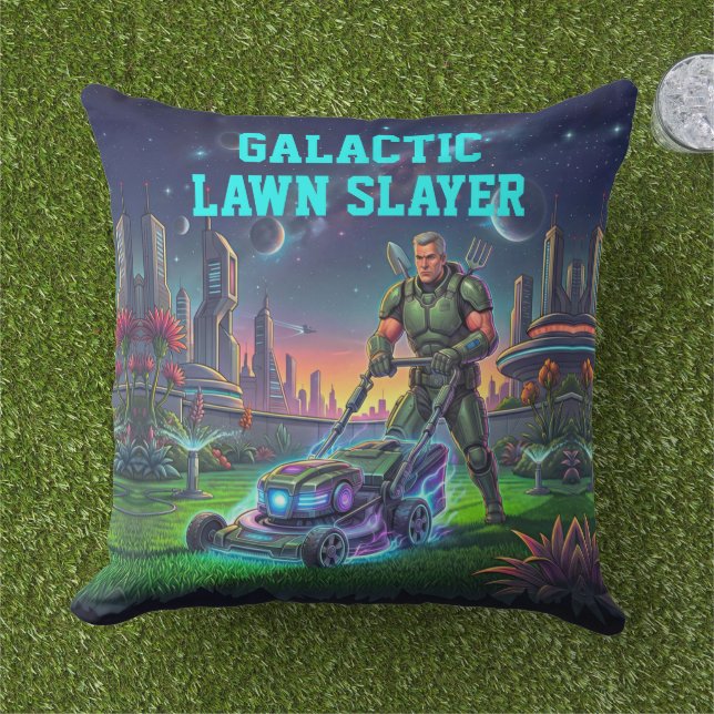 Coussin Décor de maison de tueur de pelouse d'astronaute d (Herbe)