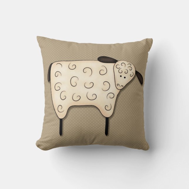 Coussin Décor de mouton de campagne primitif (Recto)