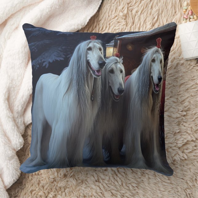 Coussin Décor de Noël afghan Hound Snowy (Couverture)