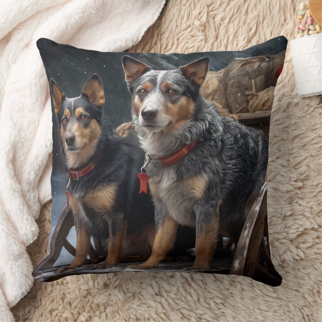 Coussin Décor de Noël australien pour bovins enneigé (Couverture)