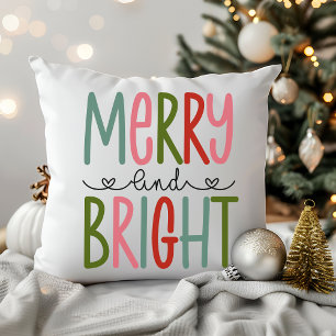 Coussin Décor de Noël aux couleurs vives Merry and Bright