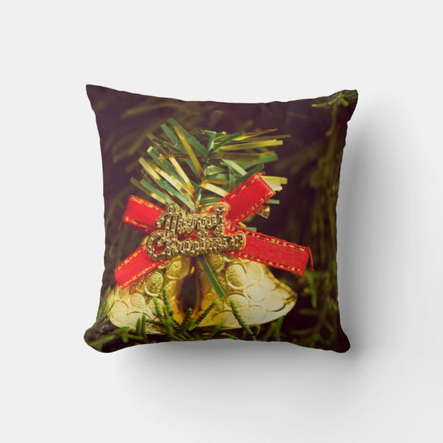 Coussin Décor de Noël avec fond d'arbre de Noël (Recto)