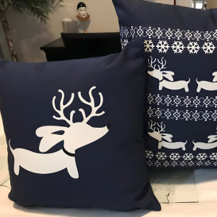 Coussin Décor de Noël de la Marine Reindeer Dachshund