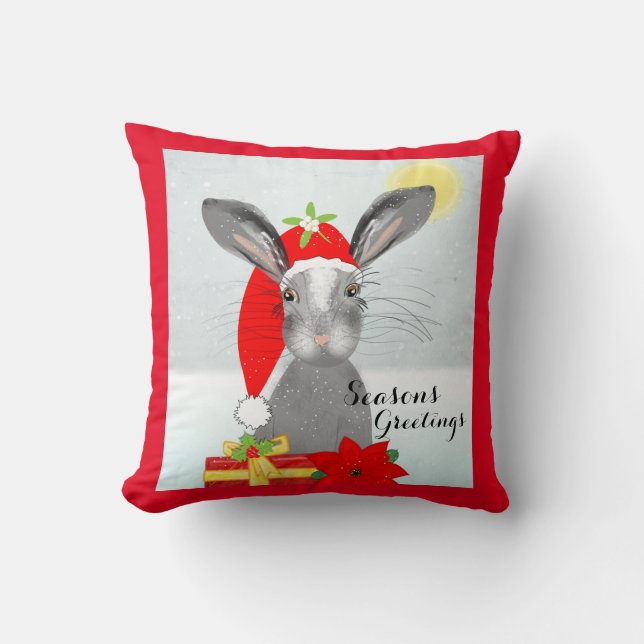 Coussin Décor de Noël de lapin mignon (Recto)