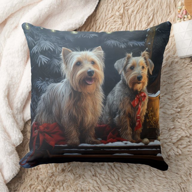 Coussin Décor de Noël de Terrier australien Snowy Sleigh (Couverture)