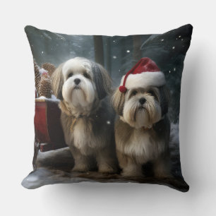 Coussin Décor de Noël Malti tzu Snowy Sleigh