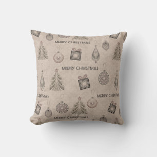 Coussin Décor de Noël, Noël, vintage, rétro, papier