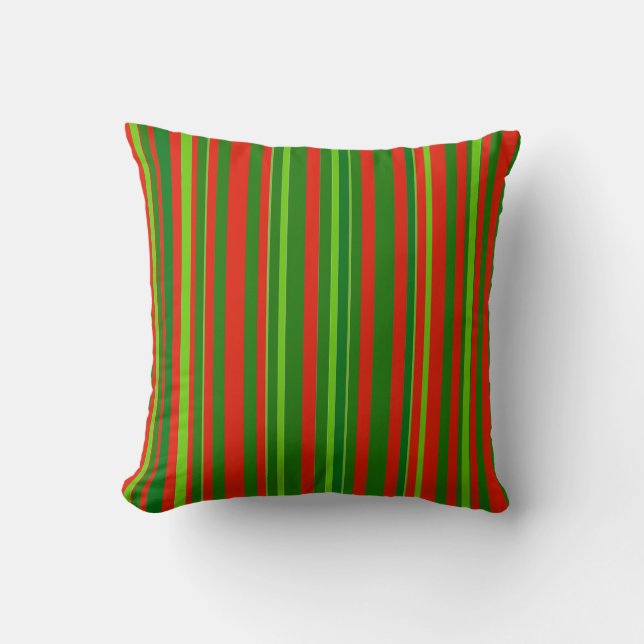 Coussin Décor de Noël rayures rouge/vert (Recto)