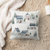 Coussin Décor de Noël scandinave Aquarelle Maisons (Couverture)