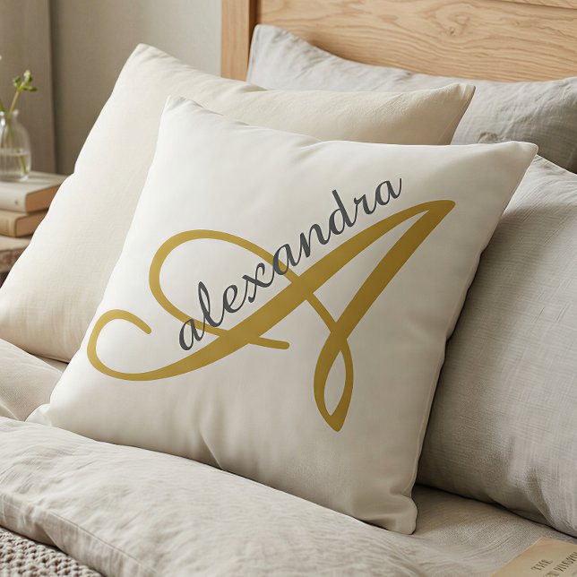 Coussin Décor de nom Alexandra Élégant Or (Créateur téléchargé)