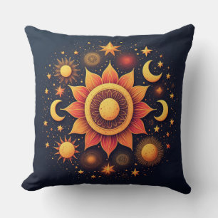 Coussin Décor de soleil lune étoile céleste nuit mystique