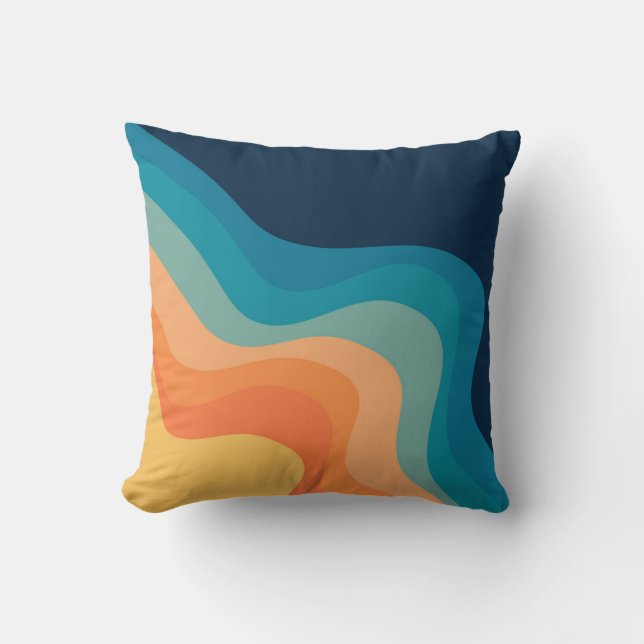 Coussin Décor de style rétro des vagues (Recto)