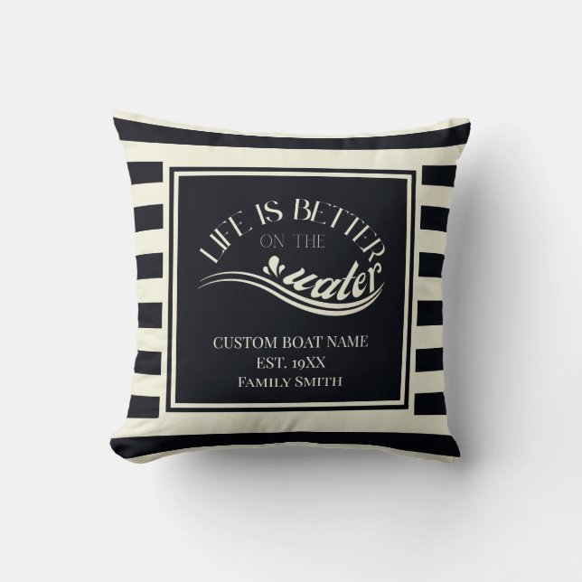 Coussin Décor de voyage à voile du propriétaire du bateau  (Recto)