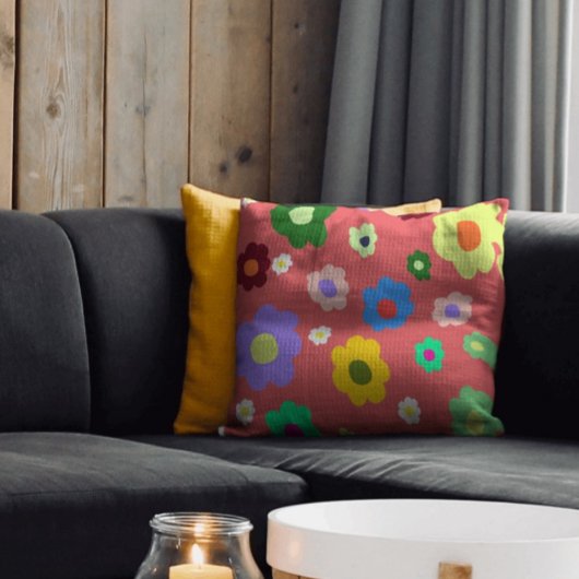 Coussin Décor Floral Fleur de printemps rétro