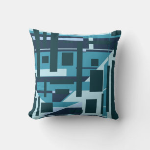 Coussin Décor géométrique Turquoise Aqua perpendiculaire