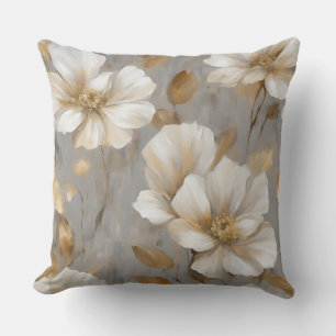Coussin Décor gris or blanc Floral