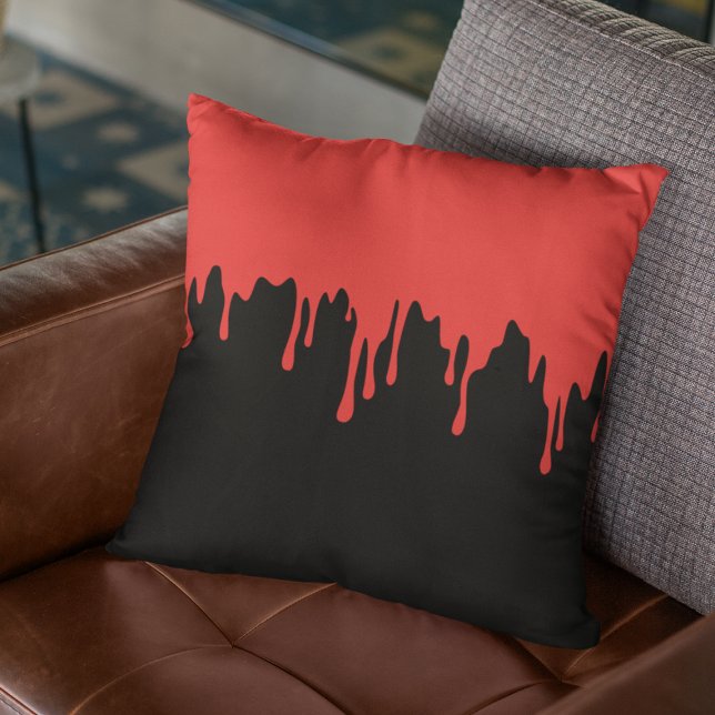 Coussin Décor Halloween Rouge Sang qui Goutte (Halloween Decor Red Blood Dripping Throw Pillow
)