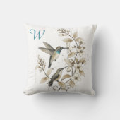 Coussin Décor initial monogramme floral colibri (Recto)