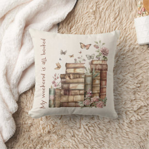 Coussin Décor Lover du livre cosy avec livres, papillons