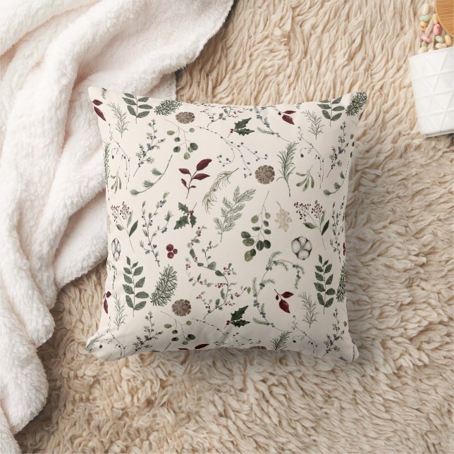 Coussin Décor moderne Beige Fleur sauvage de Noël (Couverture)