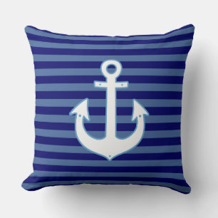 Coussin decor nautical anchor & striped