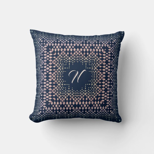 Coussin Décor oriental bleu. (Recto)