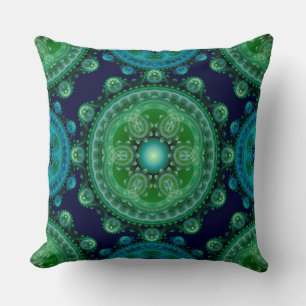 Coussin Décor oriental bleu fractal