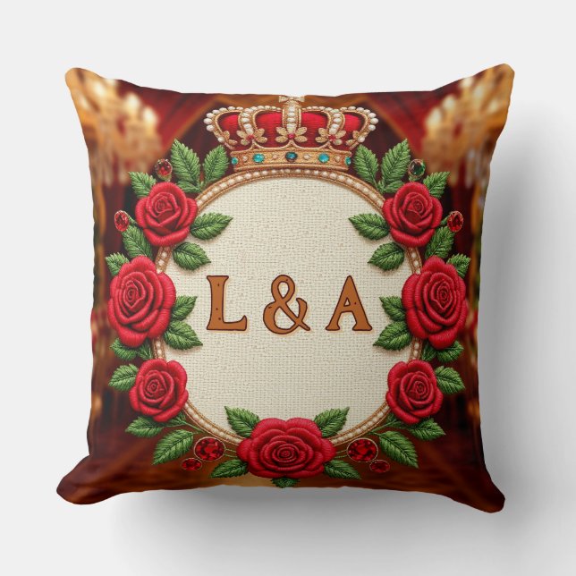 Coussin 🌹 Décor personnalisé avec monogramme initial de r (Recto)