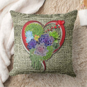 Coussin Décor Plante Succulent dans un coeur (Couverture)