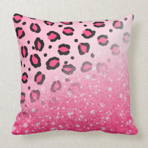 Coussin Décor rose scintillant d'empreinte de léopard pour