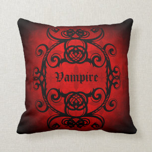 Coussin Décor rouge et noir de vampire gothique de