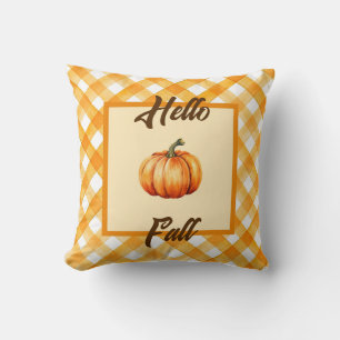 Coussin Décor rustique automne avec Citrouille et Plaid or