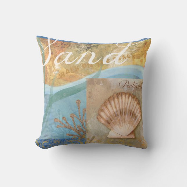 Coussin Décor, sable et bord de la mer de plage (Recto)