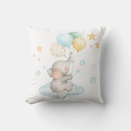 Coussin Décor Soft Pastel Elephant Baby Boy Nursery (Recto)