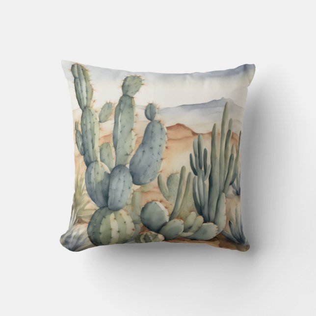 Coussin Décor Western Charm Cactus Aquarelle (Recto)