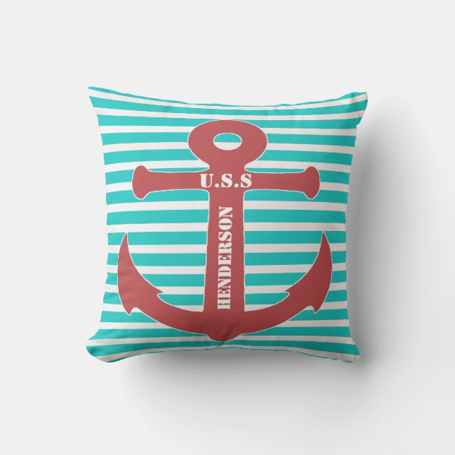 Coussin décorateur d'Ancres nautiques élégant (Recto)