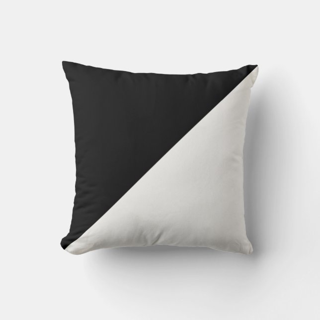 Coussin décorateur diagonal noir et blanc (Recto)