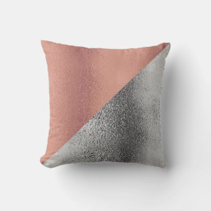 Coussin Décorateur métallisé or rose et argent