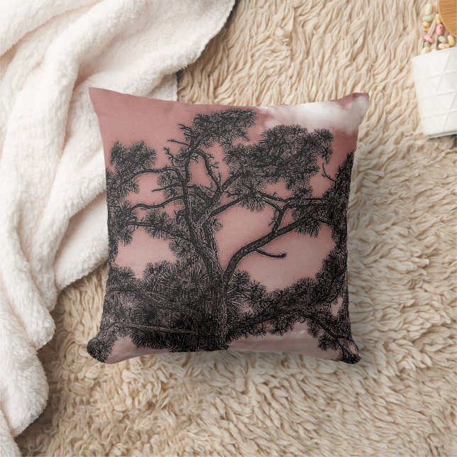 Coussin décoratif 16” Silhouette de pins et palmie (Couverture)
