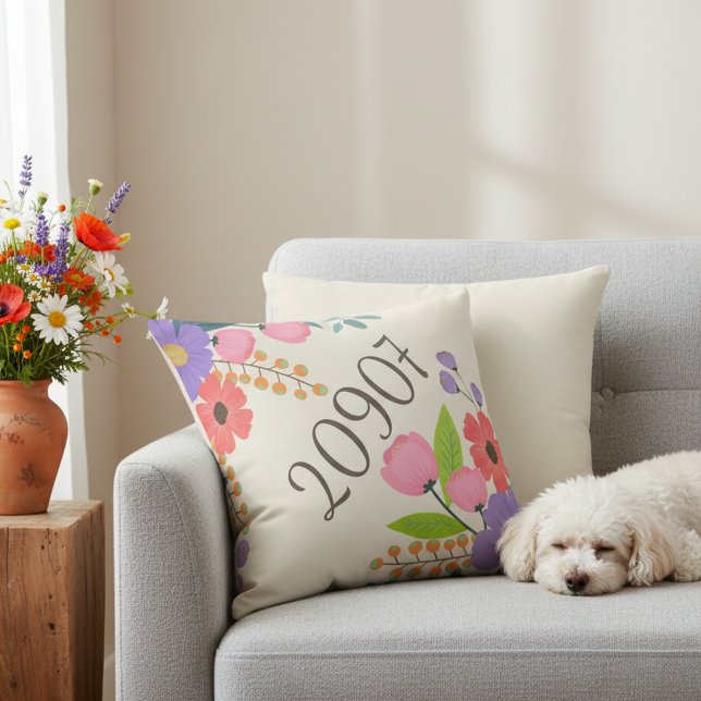 Coussin décoratif 16x16 avec code postal rustique (Rustic 16x16 pillow for couch.)