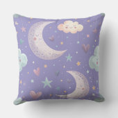 Coussin décoratif 20"x20" Lune et Nuages Violets (Verso)
